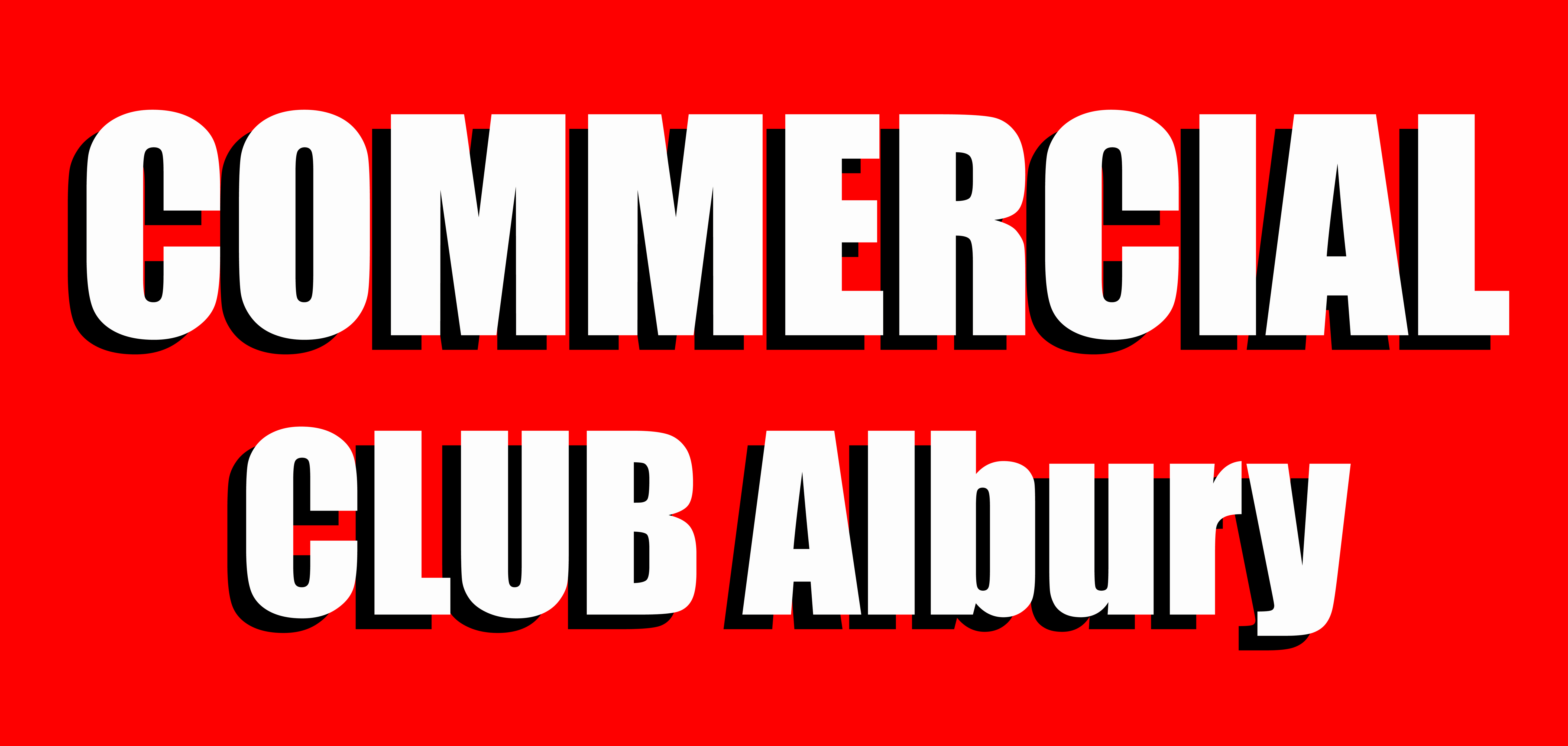 COMMERCIAL CLUB red backgroud logo